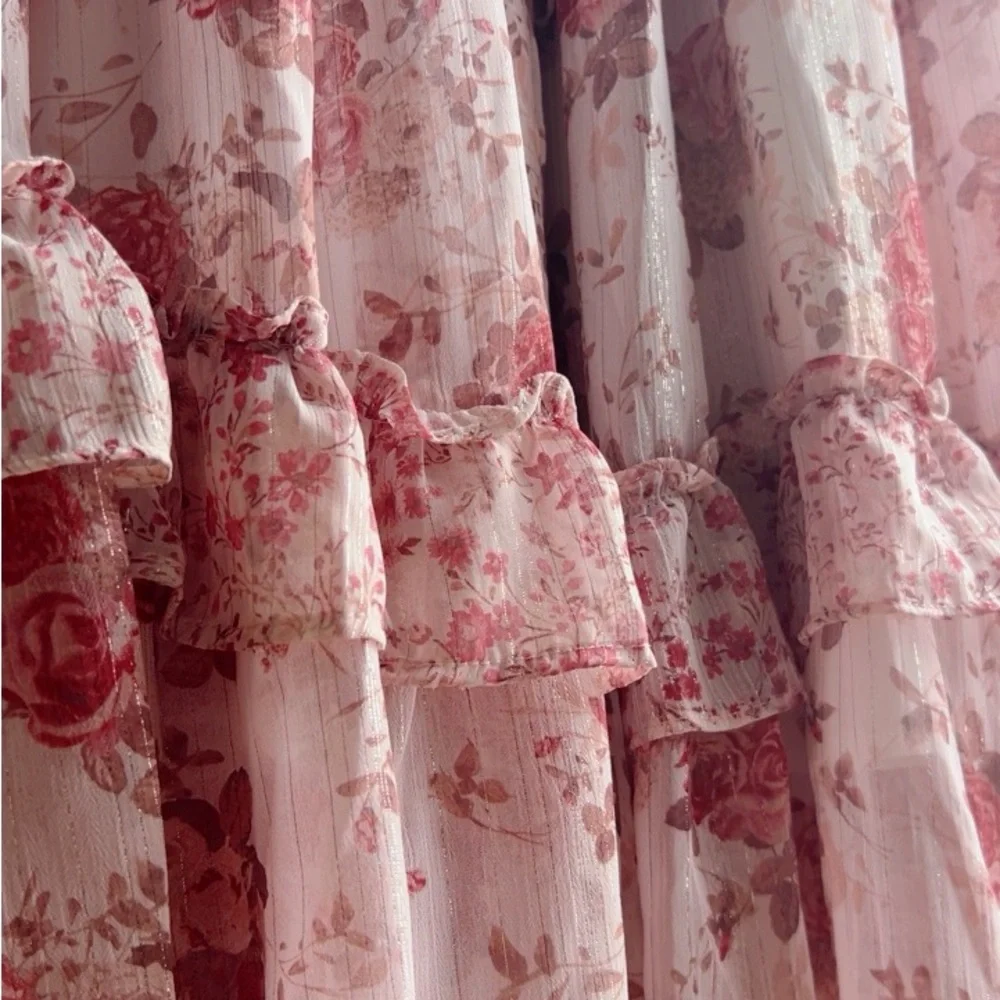 Altar'd State Blush Floral Tiered Dress - Picture 5 of 12